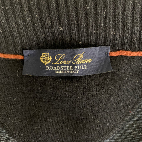 LORO PIANA Size 42 Blue Navy Stripe Cashmere Zip Pullover