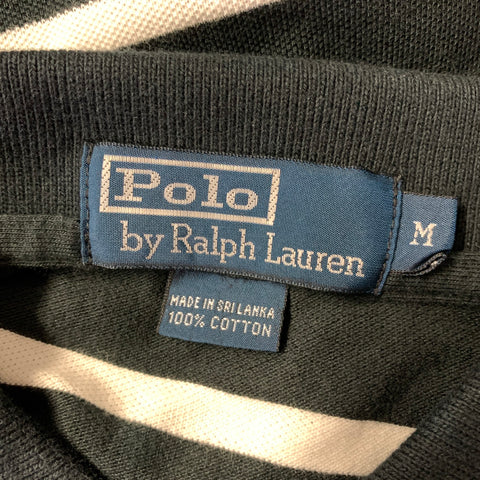 RALPH LAUREN Size M Black White Cotton Polo Short Sleeve Shirt