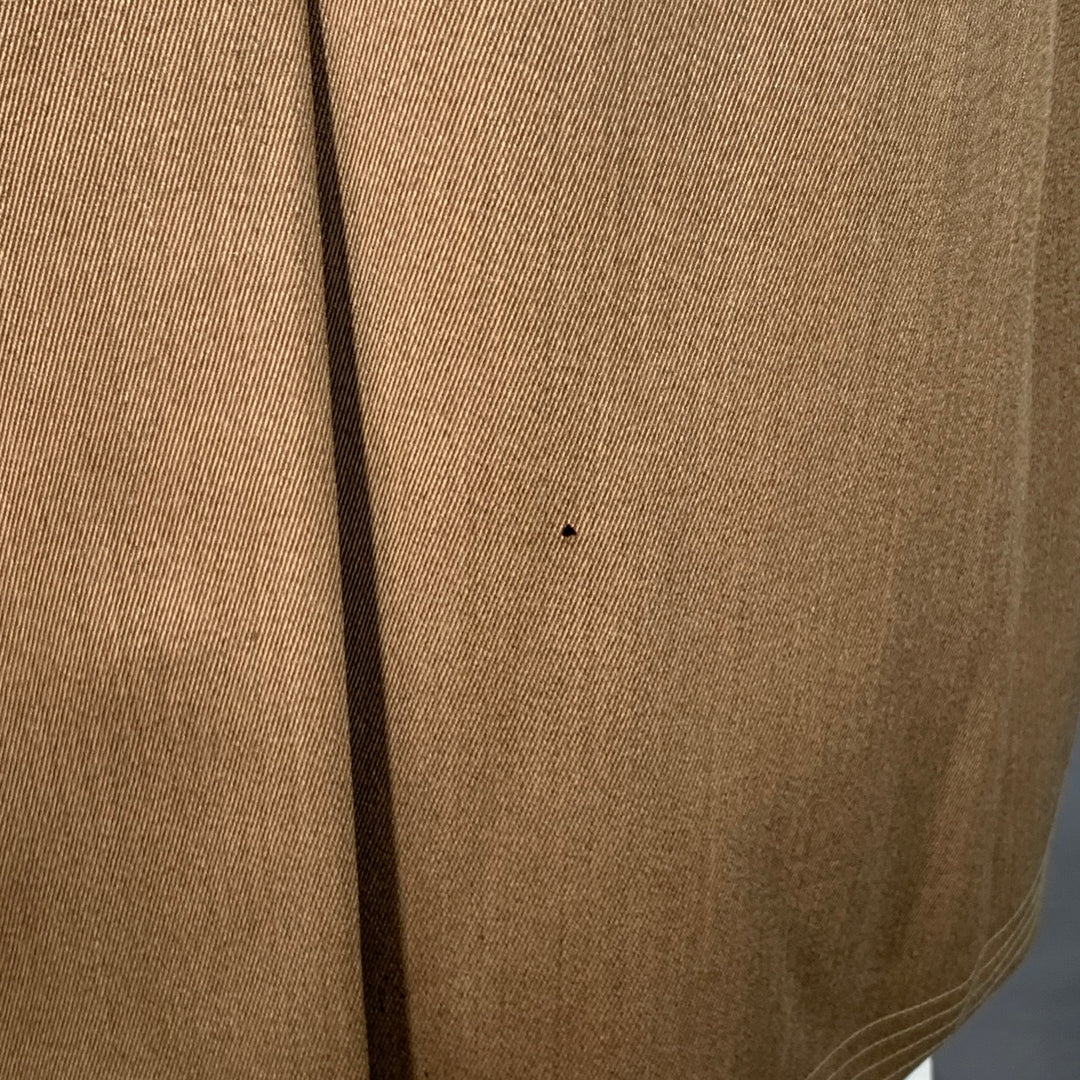 ALEXANDRE Size 46 Tan Brown Virgin Wool Twill Contrast Trim Hidden Buttons Coat