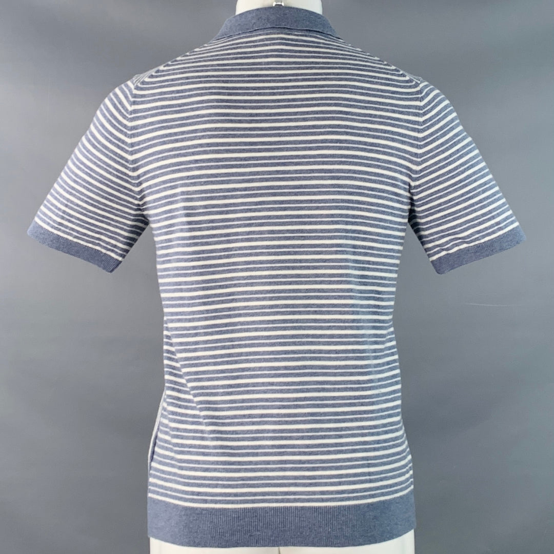 REISS Size S Wriggle Blue Cream Stripe Wool Cotton Zip Up Polo