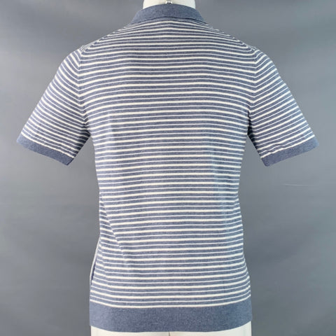 REISS Size S Wriggle Blue Cream Stripe Wool Cotton Zip Up Polo