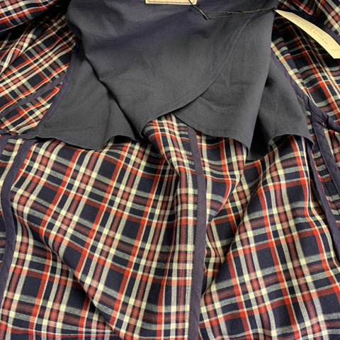 MAISON KITSUNE Size 36 Navy Red White Plaid Cotton Sport Coat