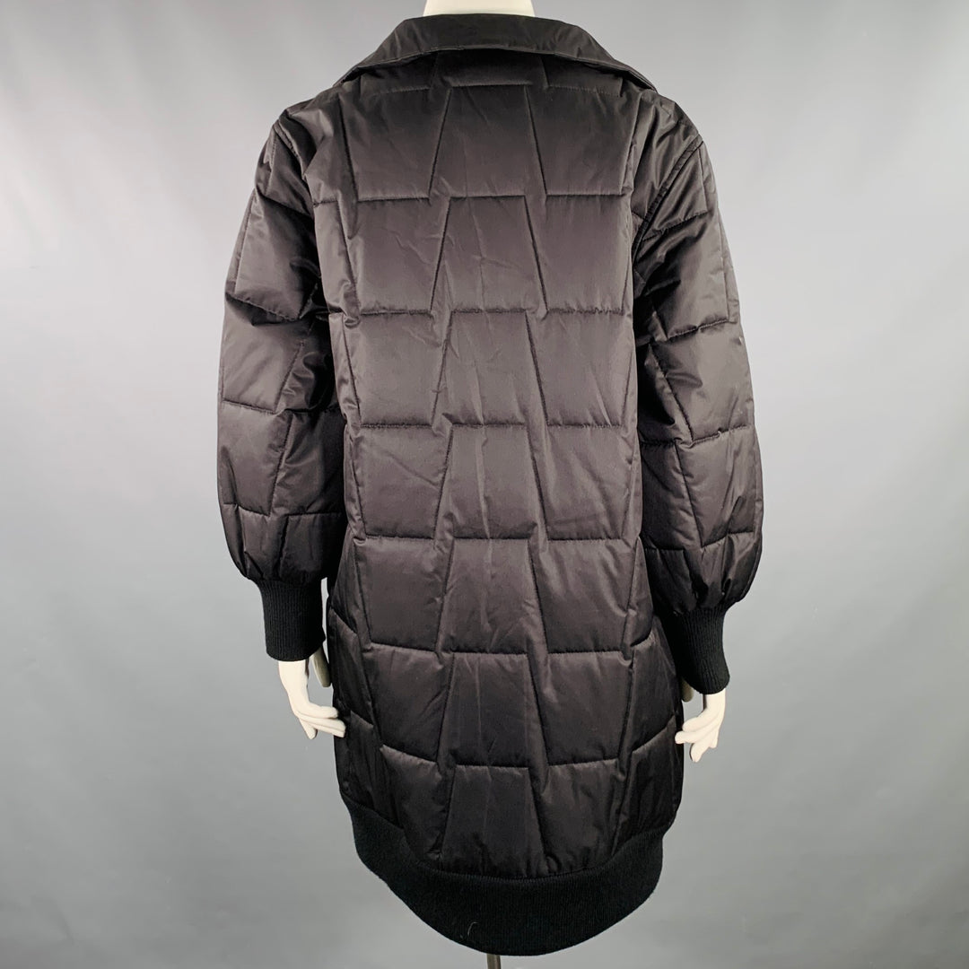 AKRIS Size 12 Black Silk Blend Quilted Coat