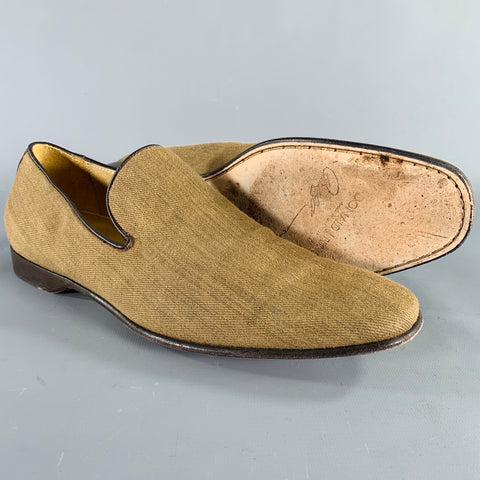 DONALD J PLINER Size 8 Beige Brown Contrast Trim Fabric Slip On Loafers