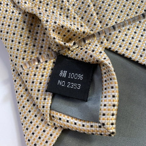 NISHIJIN Yellow White Black Basket Weave Silk Tie