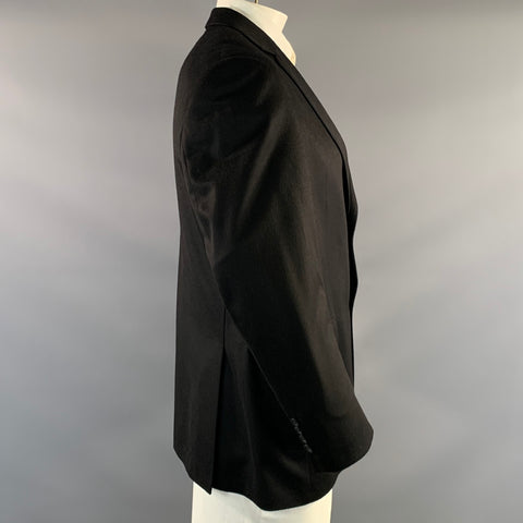 JACK VICTOR Chest Size 42 Black Cashmere Notch Lapel Sport Coat