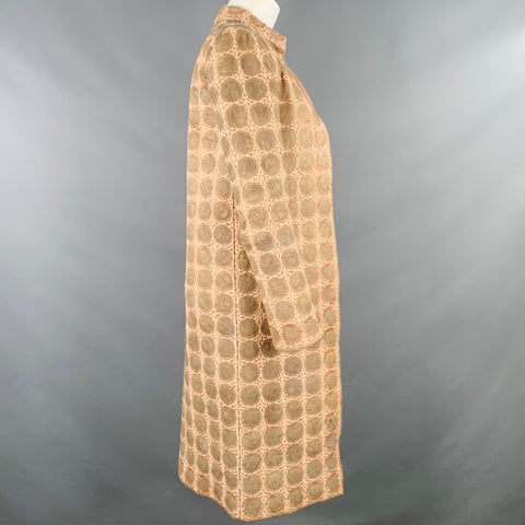 MILA SCHON Size 6 Beige Tan Polyester Circles Beaded Coat