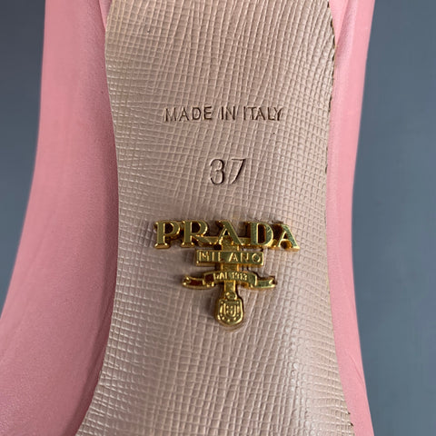 PRADA Size 7 Pink Leather Kitten Heel Pumps