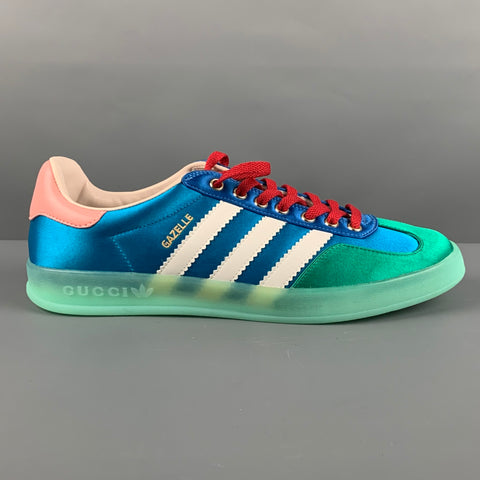 GUCCI Size 10 Blue Green Nylon Low Top Sneakers