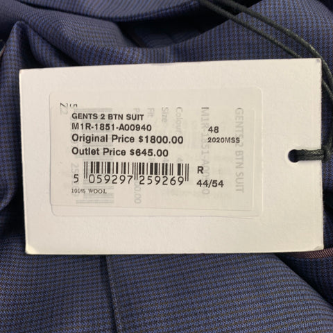 PAUL SMITH Size 44 Blue Grid Wool Notch Lapel Sport Coat