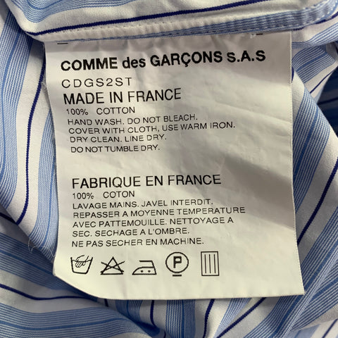 COMME des GARCONS SHIRT Size L Blue White Stripe Cotton Long Sleeve Shirt
