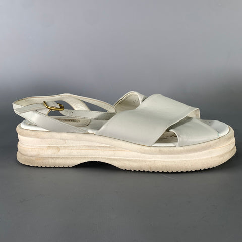 DRIES VAN NOTEN Size 8 White Leather Sandals