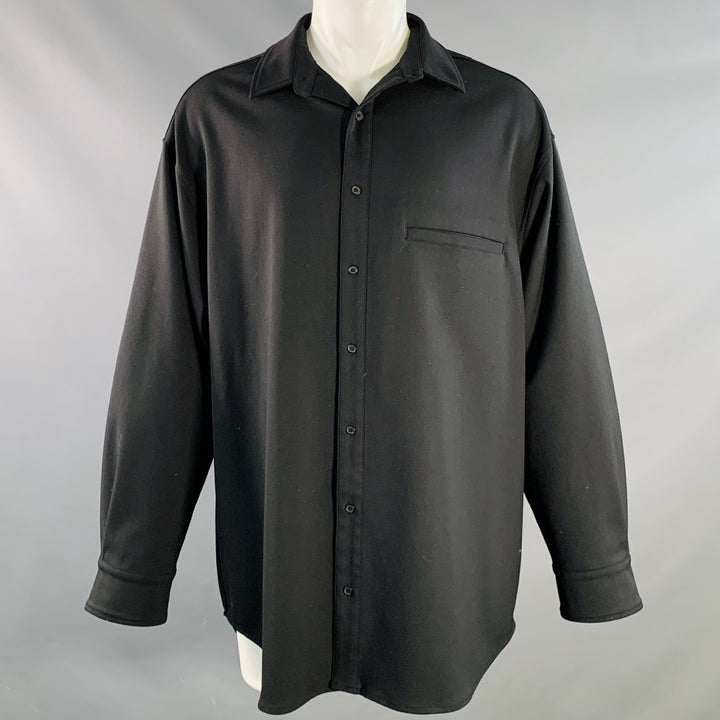 ENTIRE STUDIOS Size M Black Polyester Blend One Pocket Oversized Long Sleeve Shirt