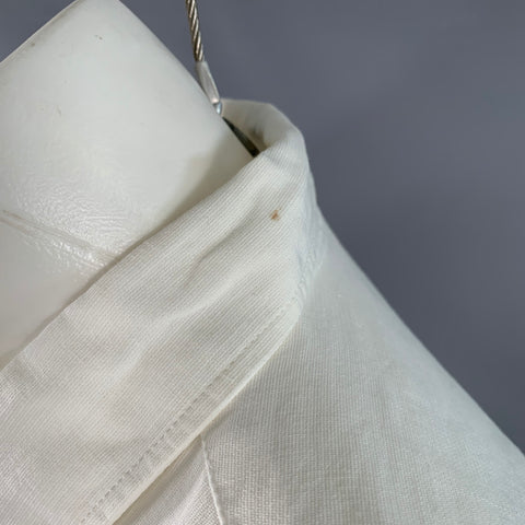 ANN DEMEULEMEESTER Size S White Cotton Linen One Pocket Long Sleeve Shirt