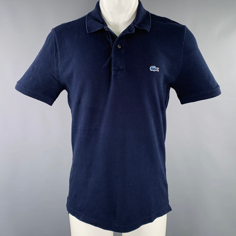 LACOSTE Size M Navy Cotton Half Placket Polo