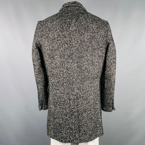MICHAEL KORS Size L Black White Herringbone Wool Blend Coat