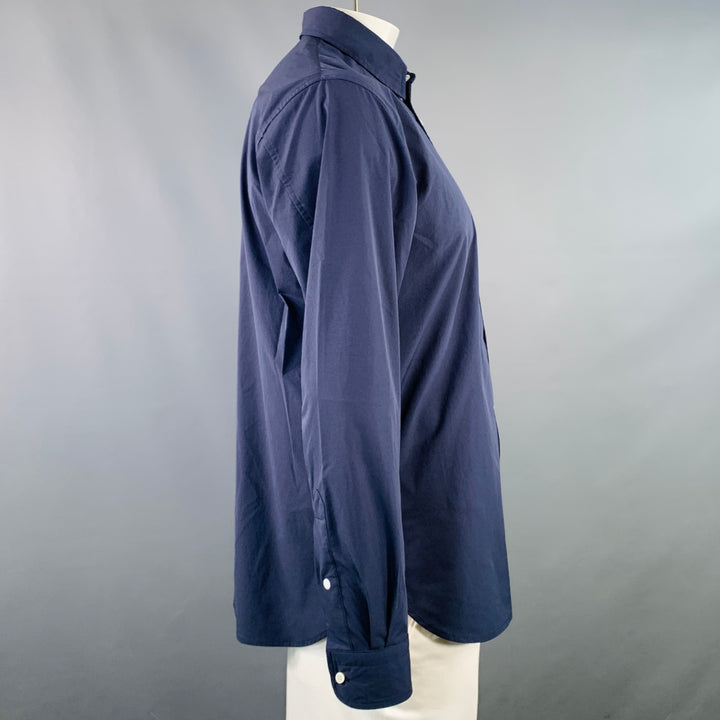 GOLDWIN Size L Navy Polyester One Pocket Snaps Long Sleeve Shirt