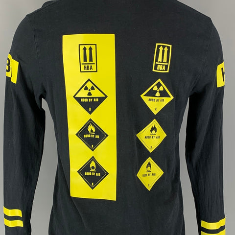 HOOD BY AIR Size S Black & Yellow Logo Cotton Pullover T-shirt