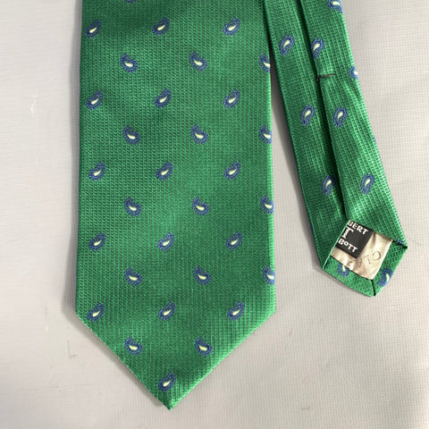 ROBERT TALBOTT Green Navy & Cream Abstract Silk Tie