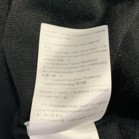 ESCADA Taille M Pull en mélange de laine noire à rayures texturées et col rond