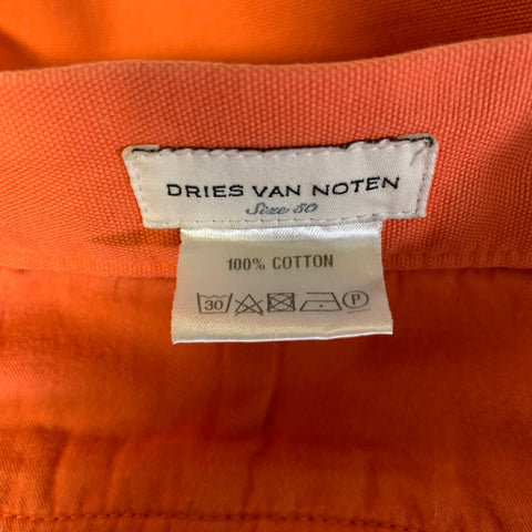 DRIES VAN NOTEN Size 34 Orange Cotton Straight leg Casual Pants