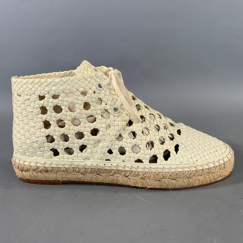CELINE Size 7 White Woven Espadrille Laces