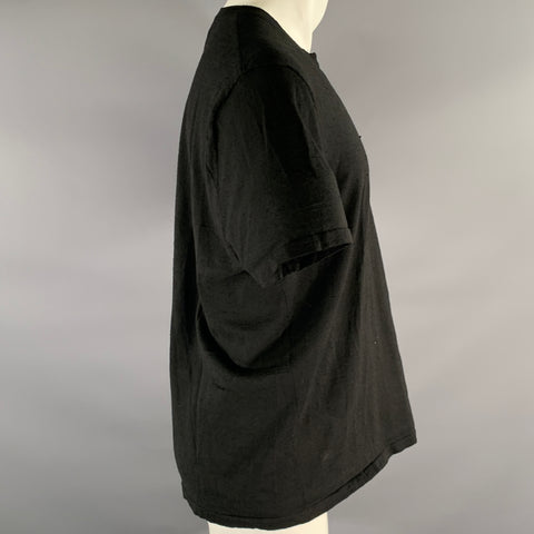 JAMES PERSE Size L Black Knit Linen Polyester Henley T-shirt