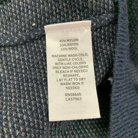 NORDSTROM Size L Navy Grey Dots Nylon Blend Crew-Neck Pullover