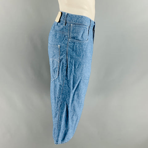 G-STAR Size 36 Blue Contrast Stitch Cotton Button Fly Shorts