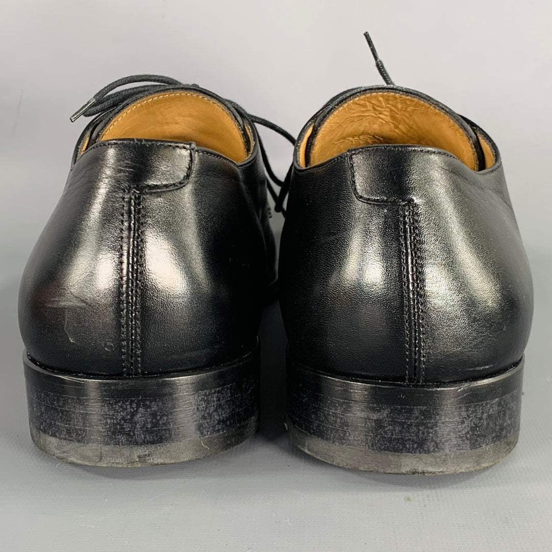 BARNEY'S NEW YORK Size 13 Black Leather Derby Lace-Up Shoes