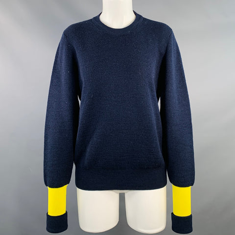 MAISON MARGIELA Size XS Navy Yellow Wool Blend Crew Neck Sweater