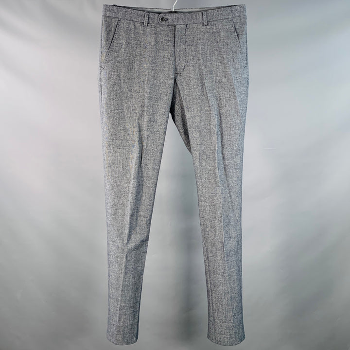 MASSIMO DUTTI Size 34 Navy White Woven Cotton Linen Straight Dress Pants