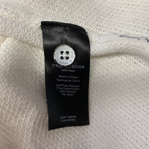 RAG & BONE Size L White Woven Cotton Blend Buttoned Polo