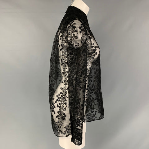 CARVEN Size 2  Black Lace Button Up Shirt