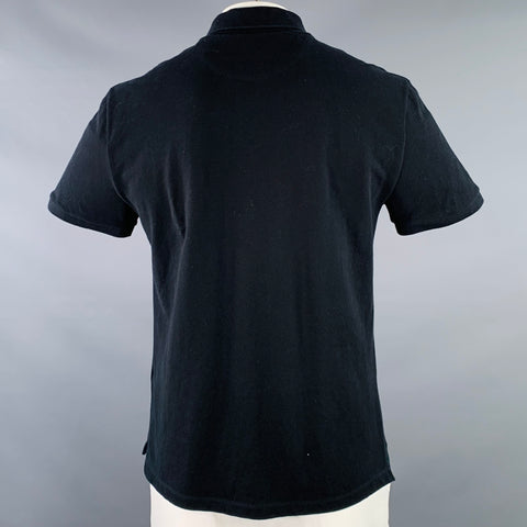 VALENTINO 2020 Size L Black Green Yellow Parrot Graphic Cotton Buttoned Polo