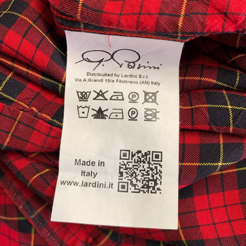 GABRIELE PASINI Size M Red Black Plaid Lyocell Button Up Long Sleeve Shirt