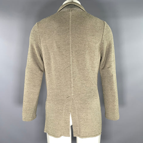 LARDINI Size M Green Olive Knit Cotton flax Notch Lapel Jacket
