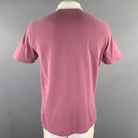 BRUNELLO CUCINELLI Size L Purple White Color Block Cotton Polo