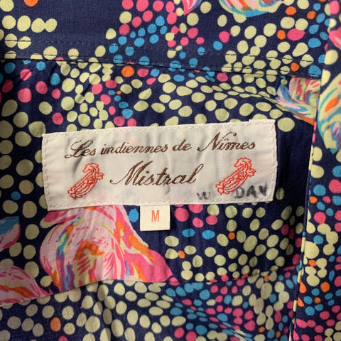 MISTRAL Size M Purple Pink Orange Abstract Floral Cotton Long Sleeve Shirt