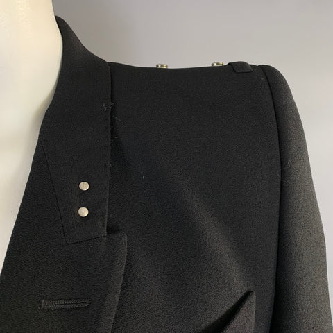 RICK OWENS S/S2020 Size 42 Black Wool & Viscose Blend Peak Lapel Jacket