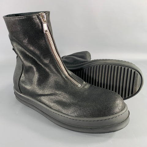 DRKSHDW Size 9 Black Coated Canvas High Top Sneakers