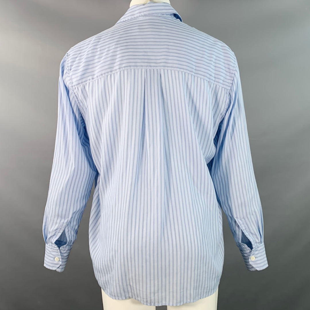 OUR LEGACY Size S Above Blue Stripe Tencel Oversized One Pocket Long Sleeve Shirt