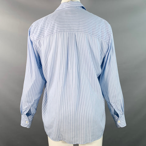 OUR LEGACY Size S Above Blue Stripe Tencel Oversized One Pocket Long Sleeve Shirt