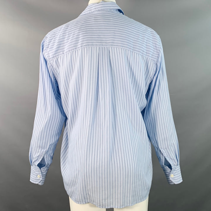 OUR LEGACY Size S Above Blue Stripe Tencel Oversized One Pocket Long Sleeve Shirt