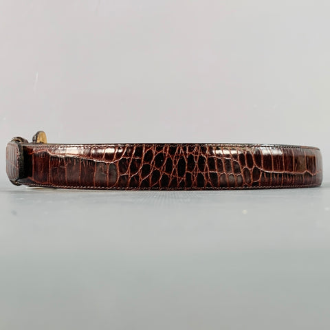 ANN TAYLOR Size S Brown Croc Embossed Leather Covered Buckle Belt