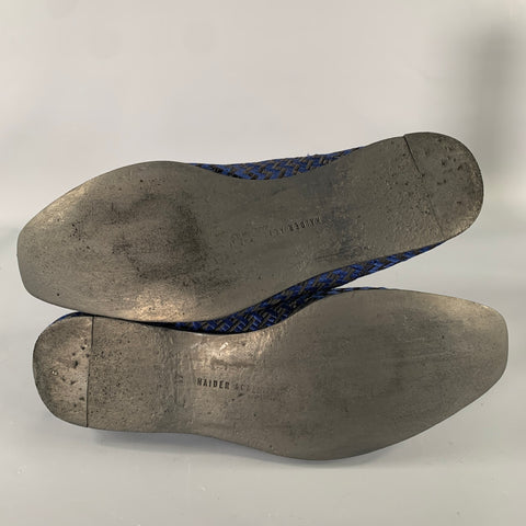 HAIDER ACKERMANN Size 8 Blue Black Woven Loafers