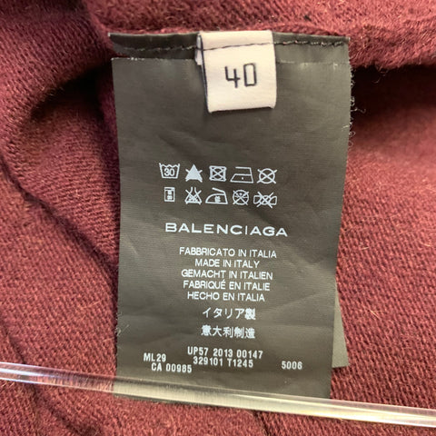 BALENCIAGA Size 8 Burgundy Wool Blend Knit Sleeveless Textured Knee Length Dress