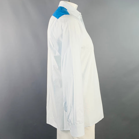 RAF SIMONS Size 42 Light Blue Aqua Cotton Button Down Long Sleeve Shirt
