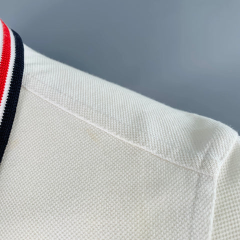 FRED PERRY Size S White Red Black Cotton Slim Fit Contrast Trim Polo