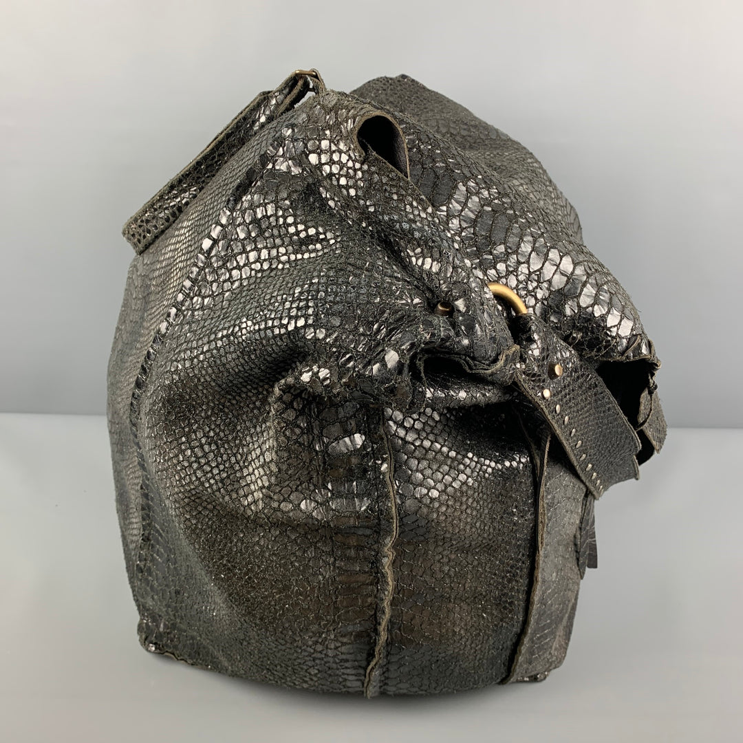 LE CUIR PERDU Bolso tote extragrande de cuero texturizado en oro negro